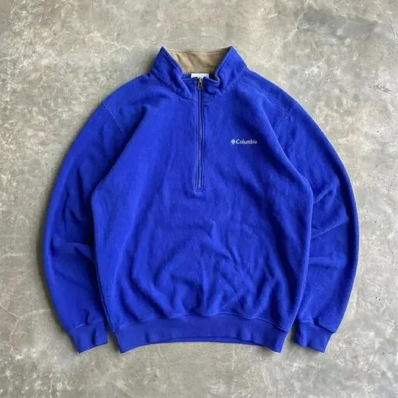 Columbia Fleece Quarter Zip Pullover Blue Outdoor Sweatshirt - Picture 1 of 4